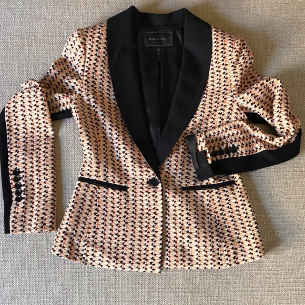 BCBG Maxazria Geometric Print Lined Blazer Small